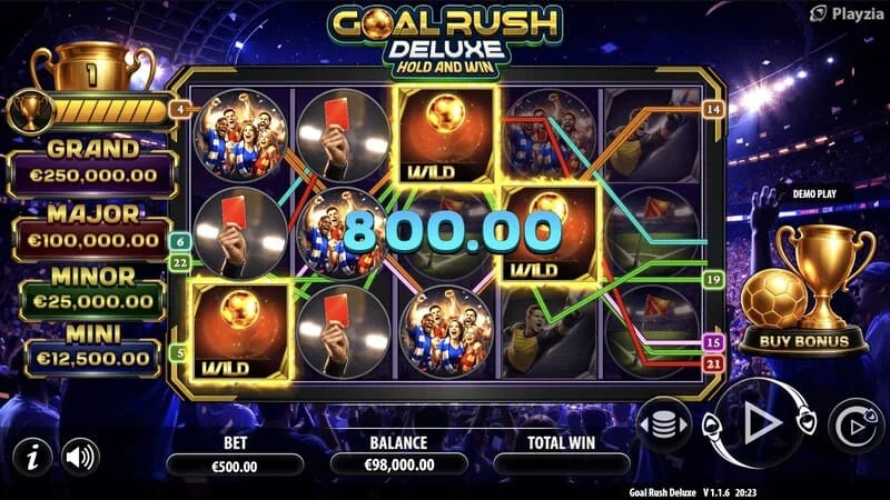 Goal Rush Deluxe - osnovna igra, isplaćena dobitna linija