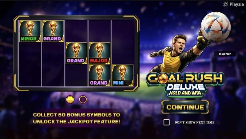 Goal Rush Deluxe - glavni izbornik s bubnjevima i tribinama stadiona